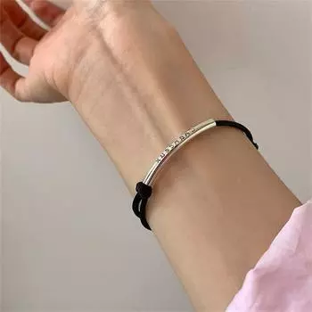 Браслет для пары из стерлингового серебра S925 с французским локтем, красный ремешок для переноски