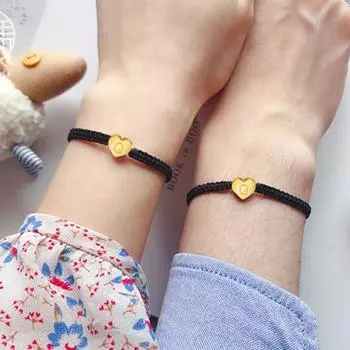 Браслет для пары в форме сердца, плетеная веревка, регулируемая эластичная универсальная декоративная вещь, подарки, 26 букв, инициалы J