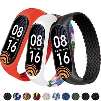 Браслет для ремешка Mi Band 4 нейлоновый плетеный браслет Solo Loop эластичный браслет Miband6 Miband5 браслет для Xiaomi Mi Band 5 4 6 ремешок