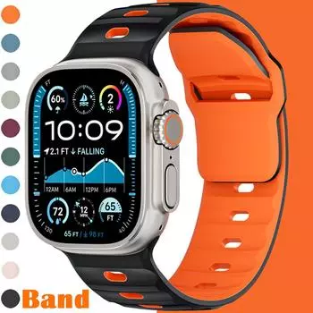 Браслет для смарт-часов Ultra 2 49 мм 10 46 мм 9 8 7 45 мм силиконовый спортивный мягкий ремешок браслет аксессуары для часов серии SE 6 5 4 3 2 1 44 мм 42 мм 42 44 45 46 49mm