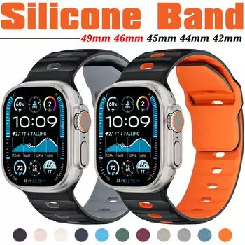 Браслет для смарт-часов Ultra 2 49 мм 10 46 мм 9 8 7 45 мм силиконовый спортивный мягкий ремешок браслет аксессуары для часов серии SE 6 5 4 3 2 1 44 мм 42 мм 42 44 45 46 49mm