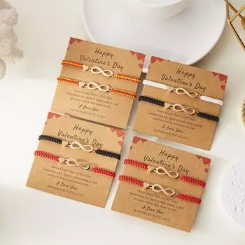 Браслет для влюбленных 2 шт., мужской, женский, геометрический, красный, ручная веревка для пары, дружба, браслет, подарок на День святого Валентина, подруги, украшения для рук, регулируемые