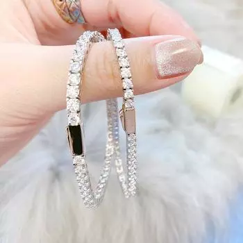 Браслет для женщин Ins Niche Design, оригинальная корейская версия, один ряд бриллиантов, простой женский супер-вспышка, полная бриллиантов, персональный подарок 15CM