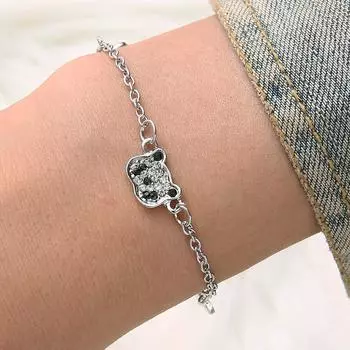 Браслет для женщин, модная винтажная асимметричная цепочка с подвеской в виде медведя, вечерние ювелирные изделия со смайликом, оптовая продажа