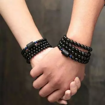 Браслет Дракон-Феникс, черный обсидиановый камень, браслет из бисера для женщин и мужчин, транспортные ювелирные изделия из нефрита на удачу women style-6mm