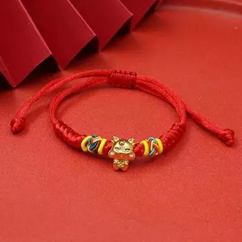 Браслет Дракона в китайском стиле 2024 года с красным шнуром на удачу, рождественский подарок на ближайший год A2