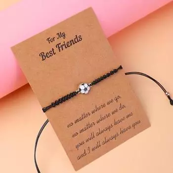 Браслет дружбы, футбольный плетеный крутой регулируемый браслет с мячом, ювелирные подарки