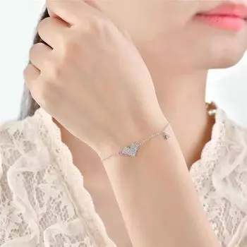 Браслет дружбы и браслет для женщин из стерлингового серебра 925 пробы с кристаллами в форме сердца, ювелирные изделия, аксессуары для свадьбы SL094