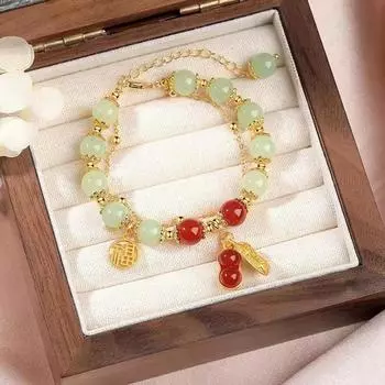 Браслет Explosions Good Peanut Fu Brand Temperament для женщин Tide New Double Cascade Wearing Luxury High-end Personalized Bracelet. красный