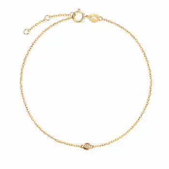 Браслет FANCIME Diamond K18 из желтого золота с одним выращенным в лаборатории бриллиантом 18 карат. Подарочная упаковка на день рождения, Рождество, годовщину, включена в комплект. Для женщин