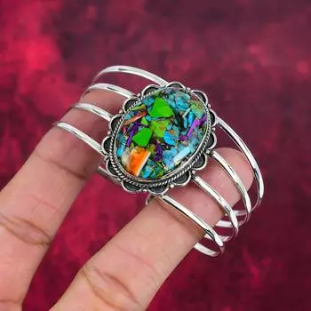 Браслет Fiesta Kingman Turquoise, ювелирные изделия из цельного серебра 925 пробы с драгоценными камнями, браслет ручной работы для свадебного подарка Adjustable зелёный