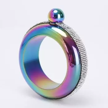 Браслет-фляга из нержавеющей стали с бриллиантами для женщин, 3,5 унции, круглая гальванизированная белая винная бутылка, браслет-фляга 1PCS разноцветный