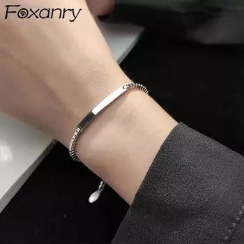 Браслет FOXANRY INS, модные аксессуары для пар, простая очаровательная цепочка, глянцевая геометрическая вечерние ювелирные изделия 18cm серебряный