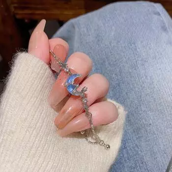 Браслет Galaxy Fantasy Blue Star Moon: Роскошный дизайн для женщин S391 серебряный