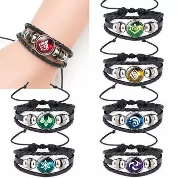 Браслет Genshin Impact, светящийся кожаный браслет Game Nemti God s Eye