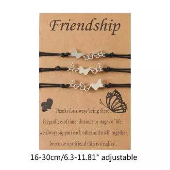 Браслет Good Friend Card, европейский и американский браслет из нержавеющей стали с полой бабочкой, сотканный вручную, для женщин и сестер 3
