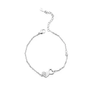 Браслет Heart-To-Heart с бриллиантами в форме сердца, корейская индивидуальность, легкая роскошь, изысканная мода, двухцветный браслет Love, подарок на День святого Валентина Copper