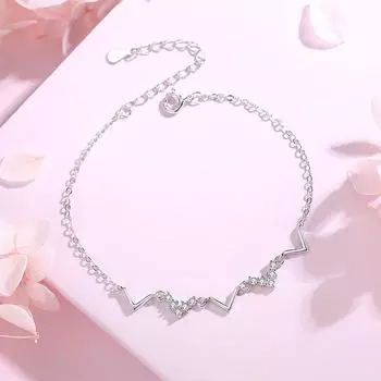 Браслет Heartbeat из стерлингового серебра S925 для студенток, простой нишевый дизайн, браслет Bestie в лесном стиле интернет-знаменитости, подарок для подруги Adjustable size