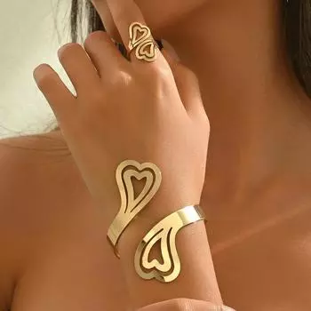 Браслет и кольцо Wind для женщин, нишевый браслет с дизайном любви с 18-каратным гальваническим покрытием, кольцо с открытием