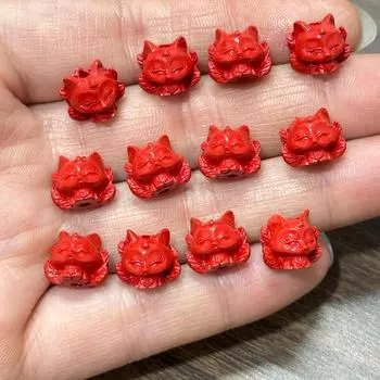 Браслет и ожерелье из киноварной девятихвостой лисы с буддийскими разделительными бусинами low content of cinnabar