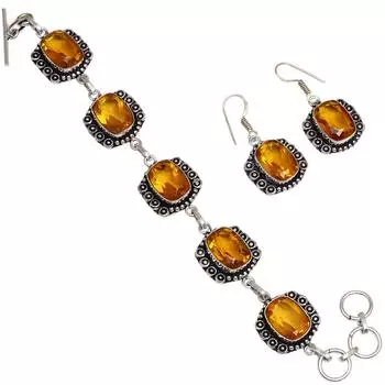 Браслет и серьги из драгоценного камня цитрин кварц 7-8