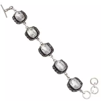 Браслет и серьги с драгоценными камнями «Друзья» из белого топаза 7-8 дюймов