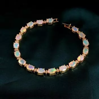 Браслет из 100% натурального опала, овальный драгоценный камень, красивые серебряные ювелирные изделия для женщин, юбилей, свадьбы, модные ювелирные изделия, подарок M жёлтый