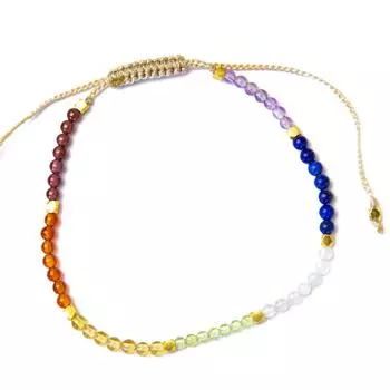 Браслет из 7 чакр с бусинами из натурального камня, плетеная веревка, браслет-исцеляющий баланс, браслеты с бусинами 2 мм, цепочка для женщин T3