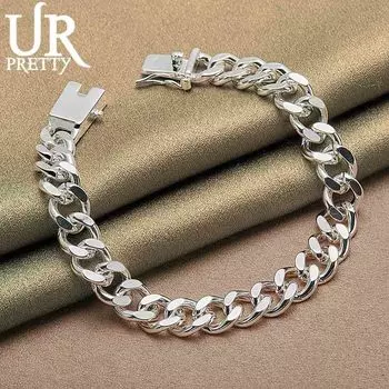 Браслет из 8 цепочек из стерлингового серебра 925 пробы Модные свадебные украшения 20CM