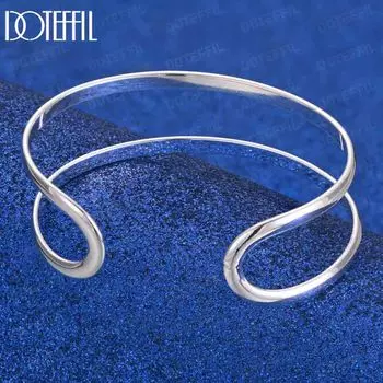 Браслет из 925 стерлингового серебра с двойной круглой проволокой, модные свадебные украшения 62MM