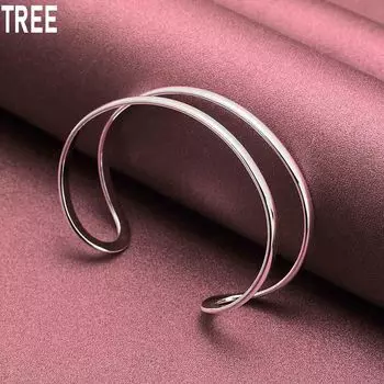Браслет из 925 стерлингового серебра с двойной круглой проволокой, модные свадебные украшения 62MM