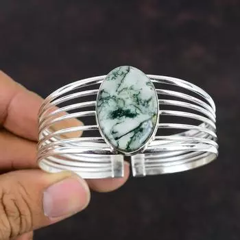 Браслет из агата из стерлингового серебра 925 пробы, браслет-манжета с драгоценными камнями, старинные ювелирные изделия, регулируемый браслет ручной работы, серебряные ювелирные изделия, подарки для жены