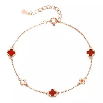 Браслет из агатового клевера, женский браслет из чистого серебра, Instagram, весенний лес, корейский браслет, лучший друг, простое и холодное ремесло Adjustable size