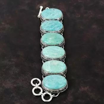 Браслет из амазонита, браслет из стерлингового серебра 925 пробы, винтажные ювелирные изделия, регулируемый браслет-цепочка, ювелирные изделия ручной работы, браслет из драгоценных камней, подарок для женщин Adjustable