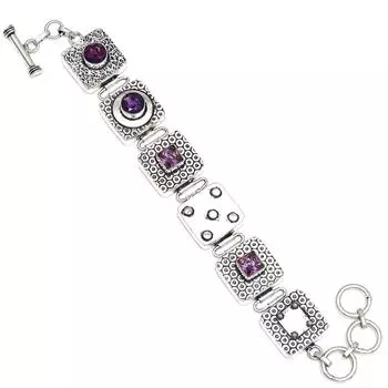 Браслет из аметистового кварца в этническом стиле 7-8 дюймов