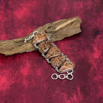 Браслет из астероидной яшмы ручной работы, новейший дизайн, браслет из стерлингового серебра 925 пробы с драгоценными камнями, подарок для матери Adjustable with 8 inches жёлтый