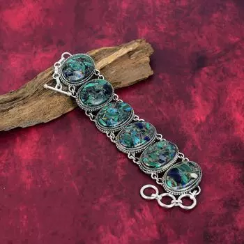 Браслет из азурита и малахита, ювелирные изделия из цельного серебра 925 пробы с драгоценными камнями, браслет ручной работы на День матери Adjustable With 8 Inches зелёный