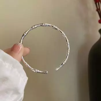 Браслет из бамбука из стерлингового серебра S925, браслет в молодом этническом и национальном стиле, простой и элитный, уникальная тенденция дизайна Adjustable size