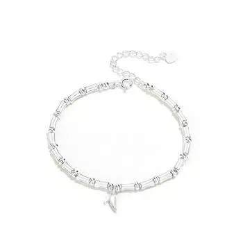 Браслет из бамбука из стерлингового серебра S925. Женский фестиваль. Высотный простой и универсальный браслет. Популярный браслет в Instagram. Подарок на день Святого Валентина. Adjustable size