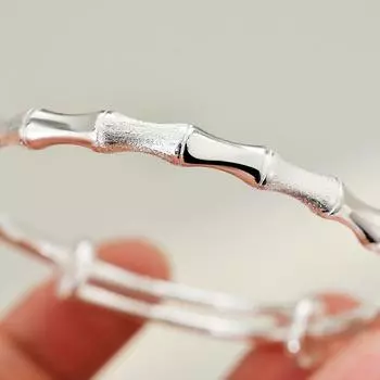 Браслет из бамбука, женский шаг за шагом по возрастанию, браслет из матового бамбука, новый серебряный браслет с белым медным покрытием Adjustable size