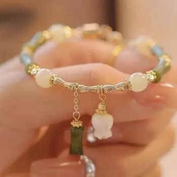 Браслет из бамбукового колокольчика с орхидеей, женский модный дизайн, усовершенствованный модный светильник, роскошные аксессуары в древнем стиле, браслет