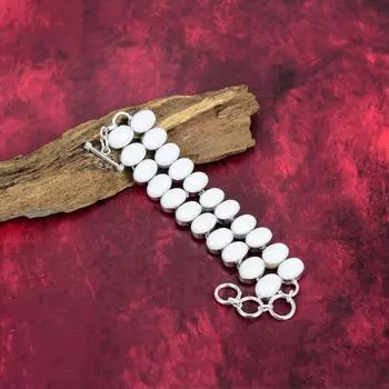 Браслет из белого коралла, ювелирные изделия из цельного серебра 925 пробы с драгоценными камнями, браслет ручной работы на День матери Adjustable With 8 Inches белый