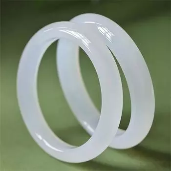 Браслет из белого лунного нефрита, браслет из агата, браслет из нефрита, детский стиль, ледяные семена, желе из личи, кристалл темперамента 57-58