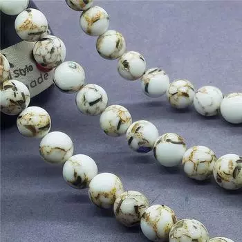 Браслет из белого золота с бирюзовыми бусинами и ожерельями, ювелирные изделия 6mm-30pcs