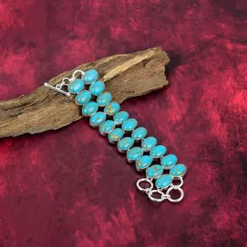 Браслет из бирюзы Аризоны, ювелирные изделия из цельного серебра 925 пробы с драгоценными камнями, браслет ручной работы на День благодарения Adjustable With 8 Inches синий