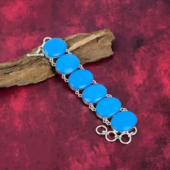 Браслет из бирюзы «Спящая красавица» с регулируемой цепочкой, ювелирные изделия из цельного серебра 925 пробы с драгоценными камнями, браслет ручной работы, на День благодарения Adjustable With 8 Inches синий