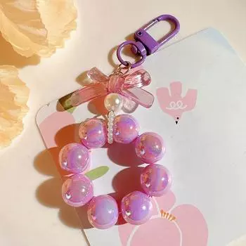 Браслет из бисера Candy Bows Anti-Lost для мобильного телефона, ремешок на запястье, брелок для ключей в машину, милый телефонный шарм