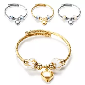 Браслет из бисера Diy Женский браслет из титановой стали Золотой браслет с открытым сердцем