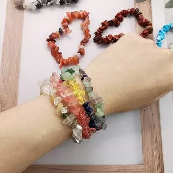 Браслет из бисера из натурального камня, нерегулярный гравий, аметист, кристалл обсидиана, чакра, эластичные браслеты с веревочными звеньями для женщин, ювелирные изделия, подарок