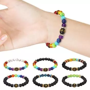 Браслет из бисера, красочные искусственные камни, бусины, эластичная веревка, декоративные геометрические украшения для снятия стресса, подарок F